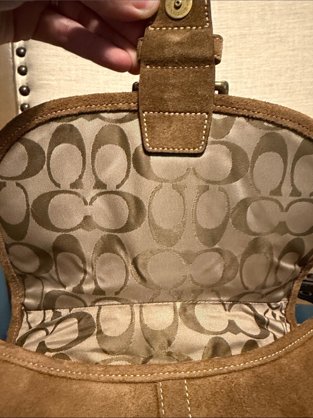Vintage Coach Suede Shoulder Bag - Picture 11 of 13